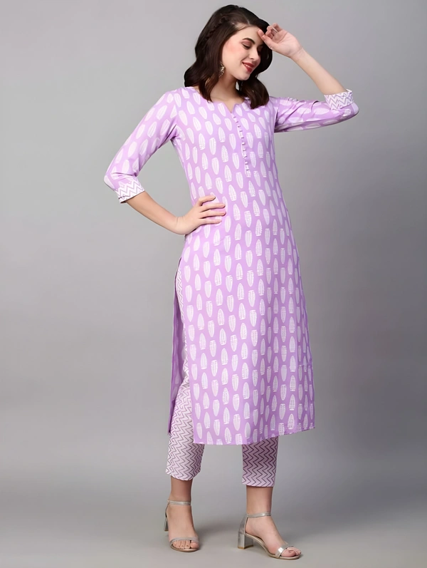 99 Fashion Bazaar Women's Daily Wear Digital Printed Kurti Set - Electric Violet, M