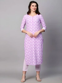 99 Fashion Bazaar Women's Daily Wear Digital Printed Kurti Set - Electric Violet, M