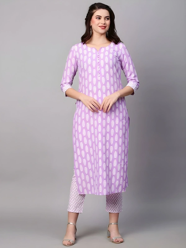 99 Fashion Bazaar Women's Daily Wear Digital Printed Kurti Set - Electric Violet, XL