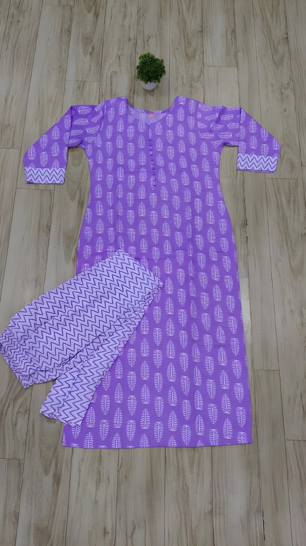 99 Fashion Bazaar Women's Daily Wear Digital Printed Kurti Set - Electric Violet, L