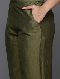 99 Fashion Bazaar Straight Kurti Set in Viscose Chanderi with Embroidery Neck Yoke and Dupatta.  - Fruit Salad, L