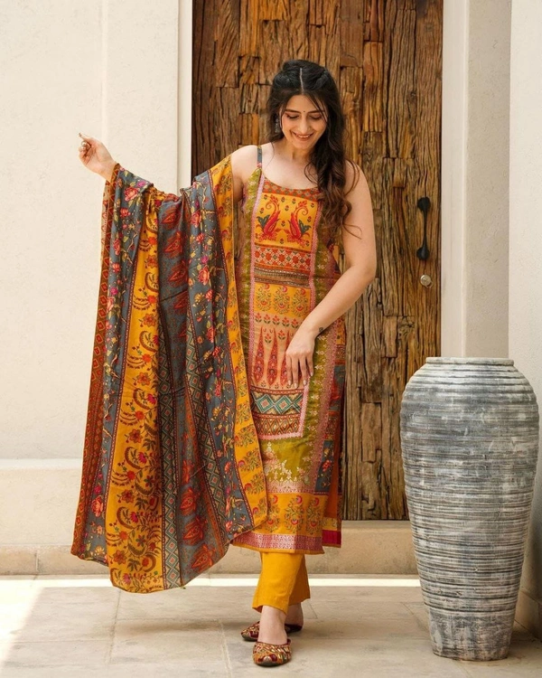 99 Fashion Bazaar Kurti Set with Dupatta In Viscose Chanderi Fabric and Dupatta - Web Orange, M