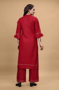 99 Bazaar  Kurta Set in Pure Rayon Foil Printed Fabric  - Bright Red, L