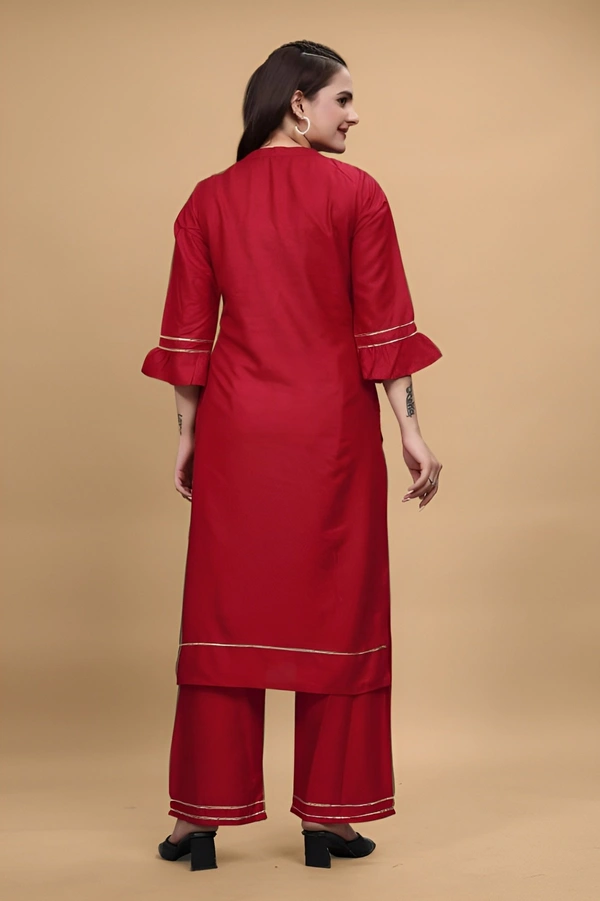 99 Bazaar  Kurta Set in Pure Rayon Foil Printed Fabric  - Bright Red, L