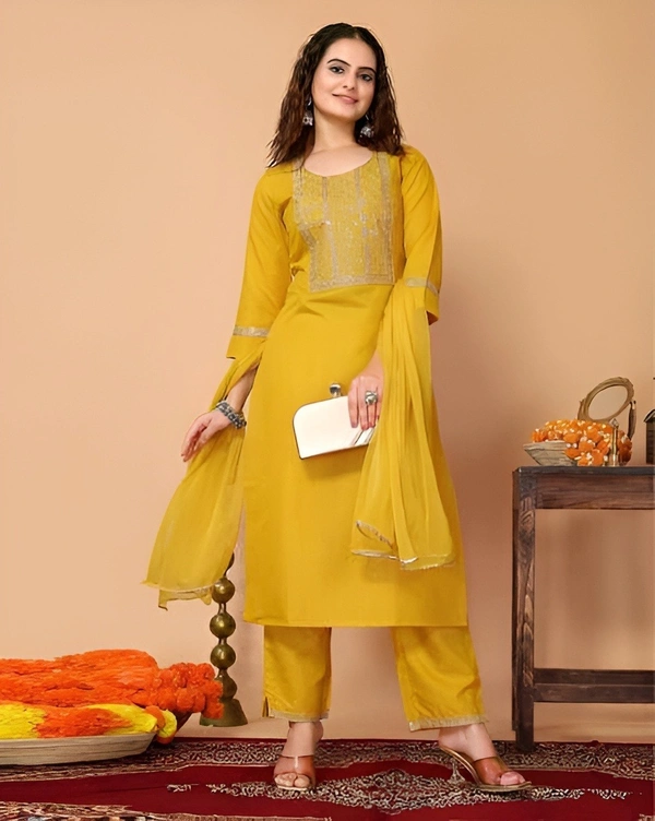 99 Fashion Bazaar  Kurta Set with Dupatta in Pure Soft Cotton Fabric - Corn, S