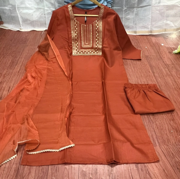 99 Fashion Bazaar  Kurta Set with Dupatta in Pure Soft Cotton Fabric - S, Punch