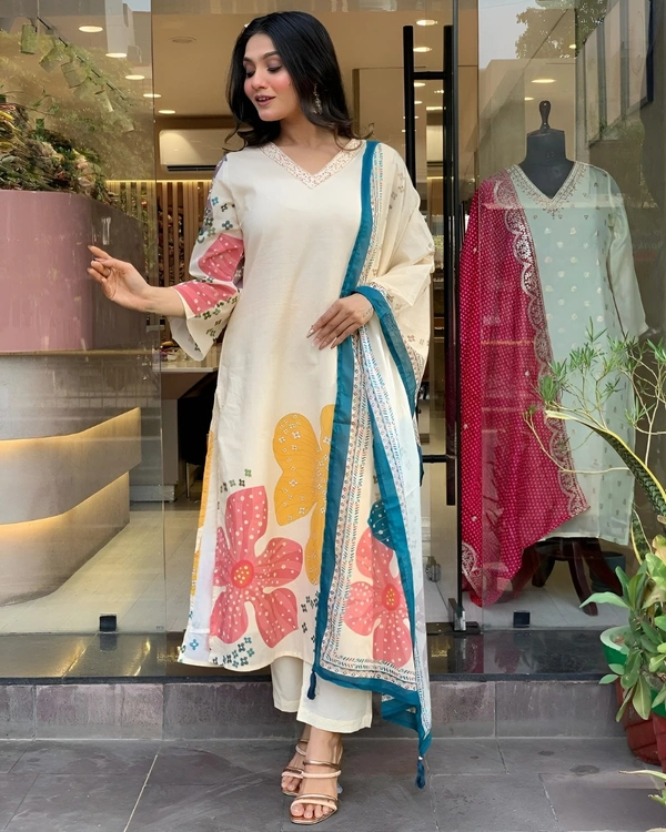 99 Fashion Bazaar  Kurti Set with Dupatta in Cotton Blend Fabric - Gallery, XL