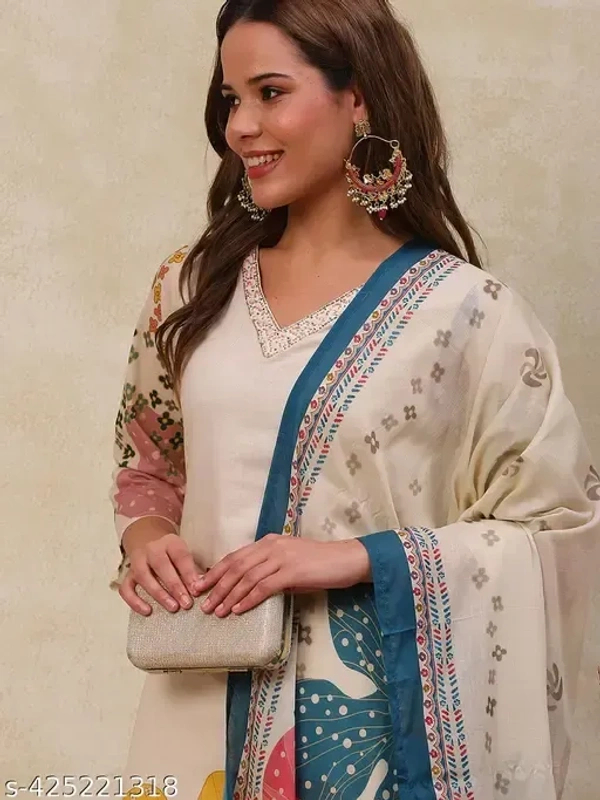 99 Fashion Bazaar  Kurti Set with Dupatta in Cotton Blend Fabric - Gallery, L