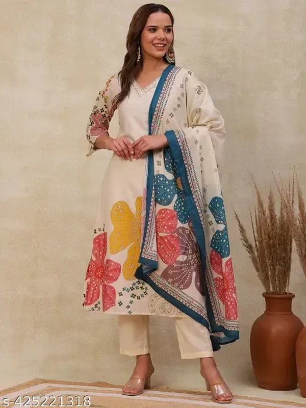 99 Fashion Bazaar  Kurti Set with Dupatta in Cotton Blend Fabric - Gallery, XL