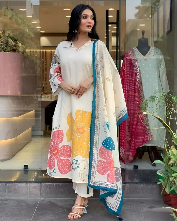 99 Fashion Bazaar  Kurti Set with Dupatta in Cotton Blend Fabric - Gallery, XL