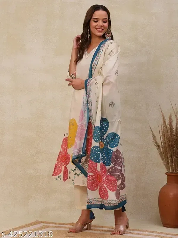 99 Fashion Bazaar  Kurti Set with Dupatta in Cotton Blend Fabric - Gallery, XL