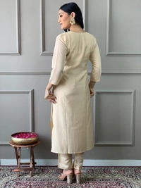 99 Fashion Bazaar Straight Kurti Set in Viscose Chanderi with Embroidery Neck Yoke and Printed Dupatta.  - Thatch, S