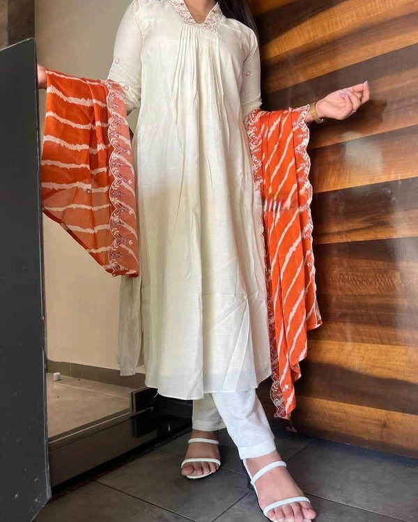 99 Fashion Bazaar Wedding Kurti Set in Chanderi Fabric  - Ebb, XL