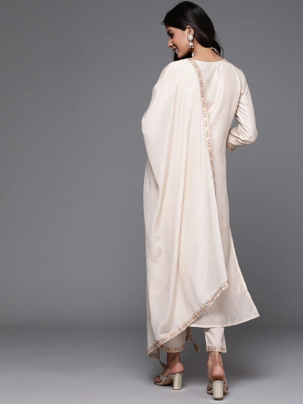 99 Fashion Bazaar Wedding Straight Kurti Set in Viscose Jacquard Fabric with Dupatta.  - Cararra, XL
