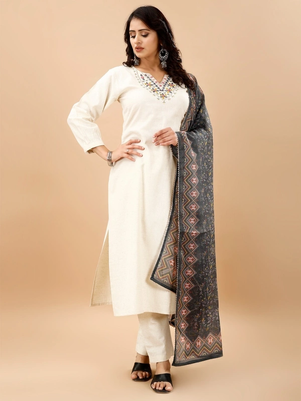 99 Fashion Bazaar Stright Kurti Set in Pure Khadi Cotton Fabric - Bon Jour, XXL