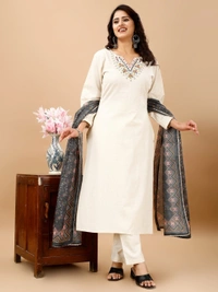 99 Fashion Bazaar Stright Kurti Set in Pure Khadi Cotton Fabric - Bon Jour, XXL