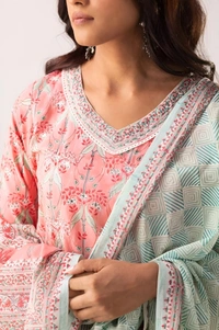 99 Fashion Bazaar  Kurta Set with Dupatta in Pure Soft Cotton Fabric  - Tickle Me Pink, M