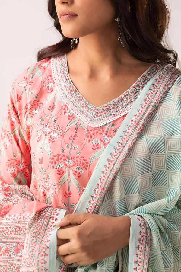 99 Fashion Bazaar  Kurta Set with Dupatta in Pure Soft Cotton Fabric  - Tickle Me Pink, M