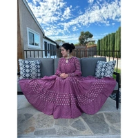 99 Fashion Bazaar Printed Peach Colour Flaired Gown Set With Dupatta  - Can Can, XXL