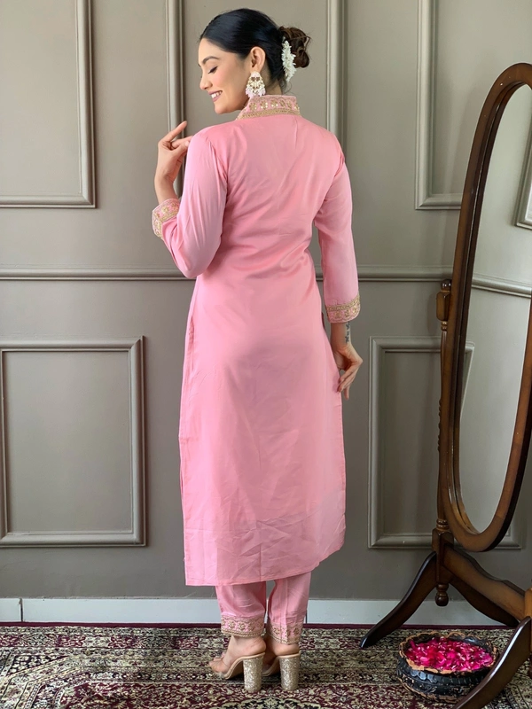 99 Fashion Bazaar Women Embroidered Viscose Silk Blend kurta Pant Dupatta set - Wild Watermelon, XXL