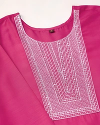 99 Fashion Bazaar Kurta Set with Dupatta in Cotton Fabric  - Magenta / Fuchsia, XL