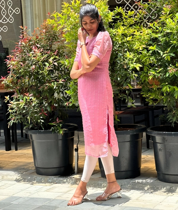99 Fashion Bazaar Women's Kurti in Sequence Work - Wild Watermelon, XXL