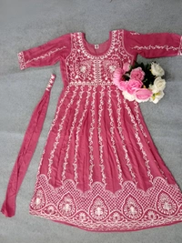 99 Fashion Bazaar Women's Chikankari Kurta with Dupatta Set - Sundown, XL
