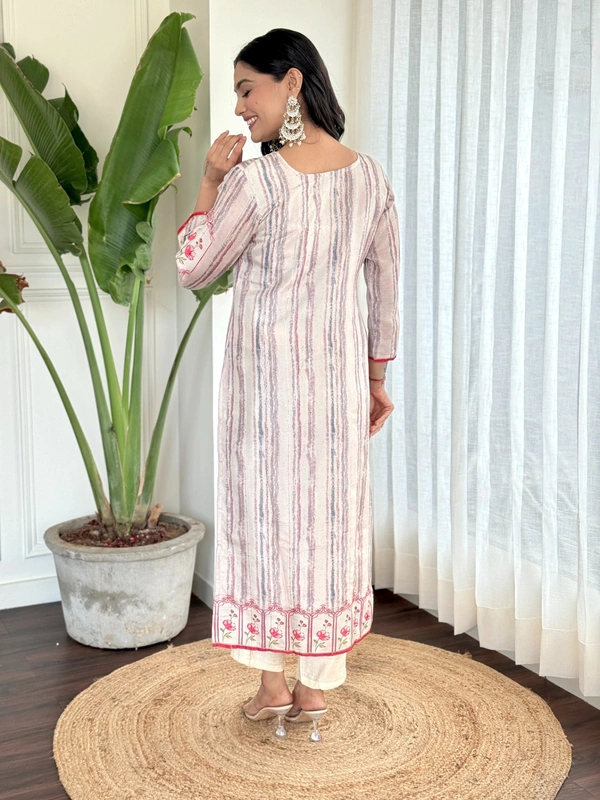 99 Fashion Bazaar Printed Straight Kurti Set in Maslin with Beatiful Printed Dupatta.  - Sundown, XXL