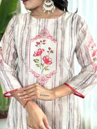 99 Fashion Bazaar Printed Straight Kurti Set in Maslin with Beatiful Printed Dupatta.  - Sundown, S