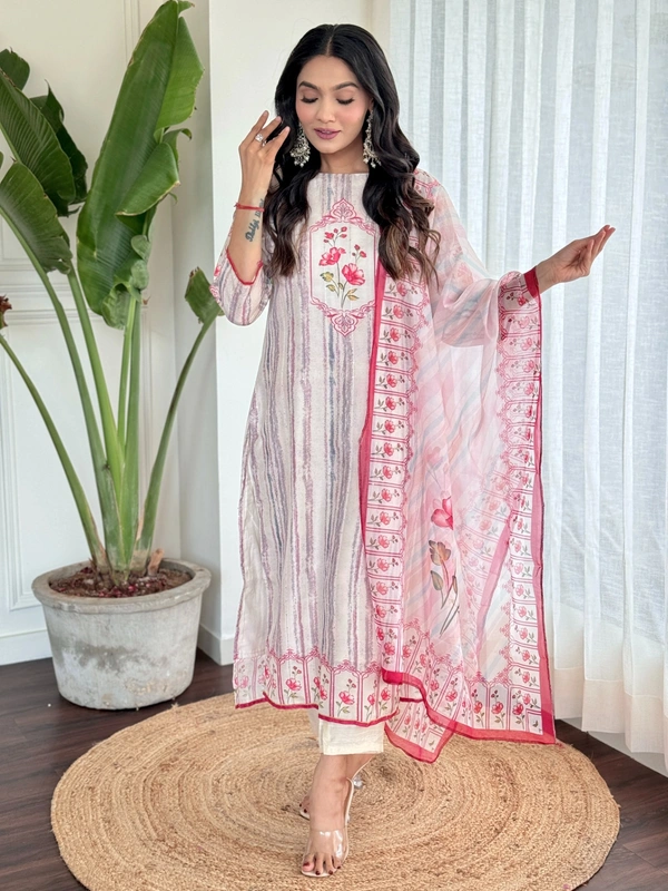 99 Fashion Bazaar Printed Straight Kurti Set in Maslin with Beatiful Printed Dupatta.  - Sundown, XXL