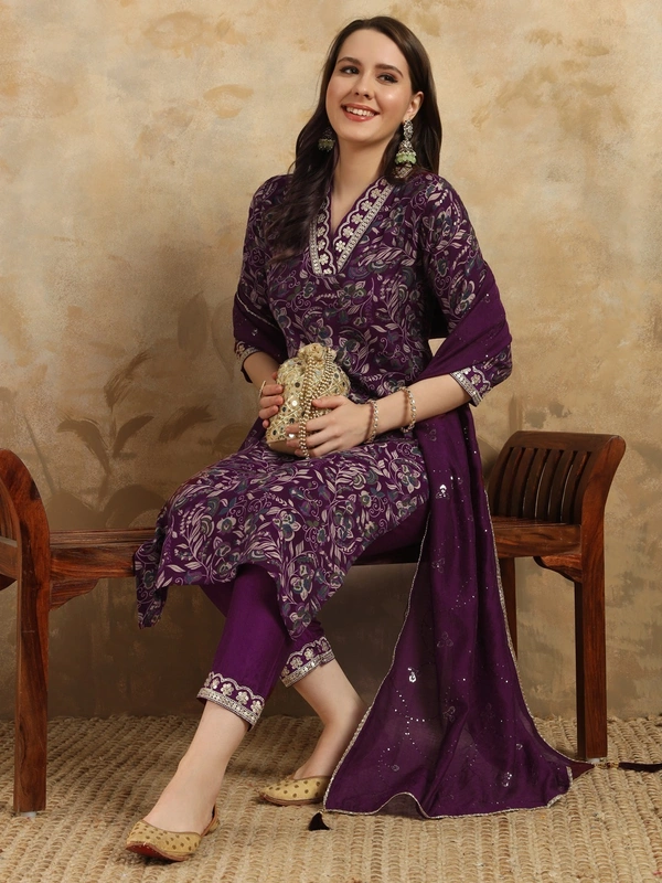 99 Fashion Bazaar Beautiful Straight Emboridery Women's Kurti Set  in Heavy Viscose Fabric  - Mardi Gras, L