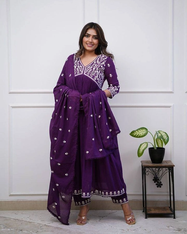 99 Fashion Bazaar Wedding Emboridery Alia Cut Kurti Set in Vichitra Silk Fabric with Dupatta.  - Pompadour, S
