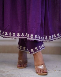 99 Fashion Bazaar Wedding Emboridery Alia Cut Kurti Set in Vichitra Silk Fabric with Dupatta.  - Pompadour, S