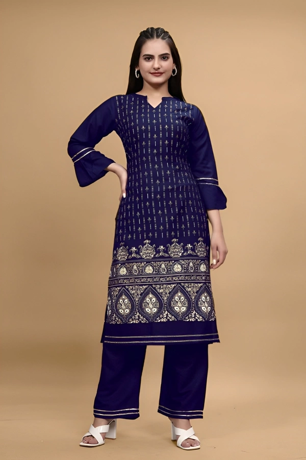 99 Bazaar  Kurta Set in Pure Rayon Foil Printed Fabric  - Stratos, XL