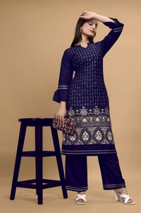 99 Bazaar  Kurta Set in Pure Rayon Foil Printed Fabric  - Stratos, XL