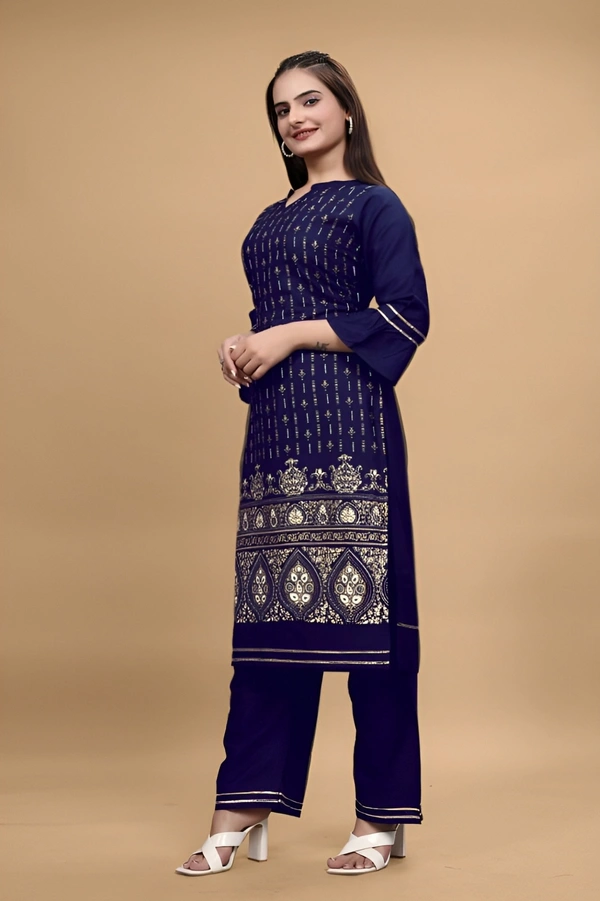 99 Bazaar  Kurta Set in Pure Rayon Foil Printed Fabric  - Stratos, XL