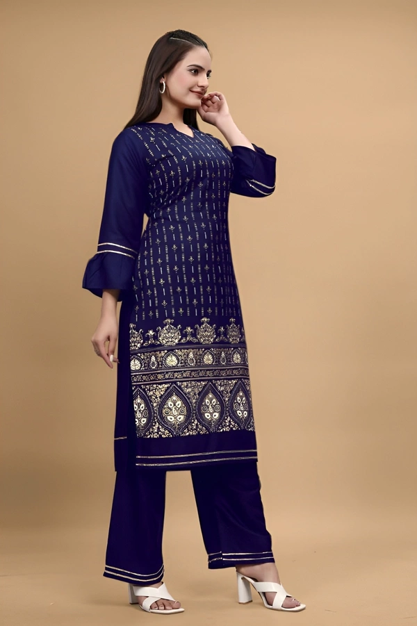 99 Bazaar  Kurta Set in Pure Rayon Foil Printed Fabric  - Stratos, XL