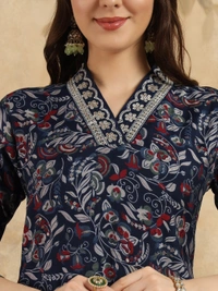 99 Fashion Bazaar Beautiful Straight Emboridery Women's Kurti Set  in Heavy Viscose Fabric  - Arapawa, L