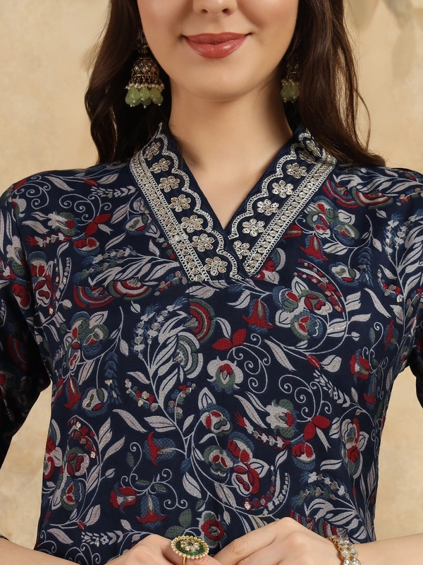 99 Fashion Bazaar Beautiful Straight Emboridery Women's Kurti Set  in Heavy Viscose Fabric  - Arapawa, L