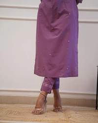 99 Fashion Bazaar Straight Kurti Set in Rayon Slub with Embroidery Neck Yoke.  - London Hue, M