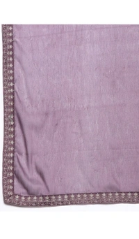 99 Fashion Bazaar Straight Kurti Set in Viscose Chanderi with Embroidery Neck Yoke and Dupatta.  - Old Lavender, S