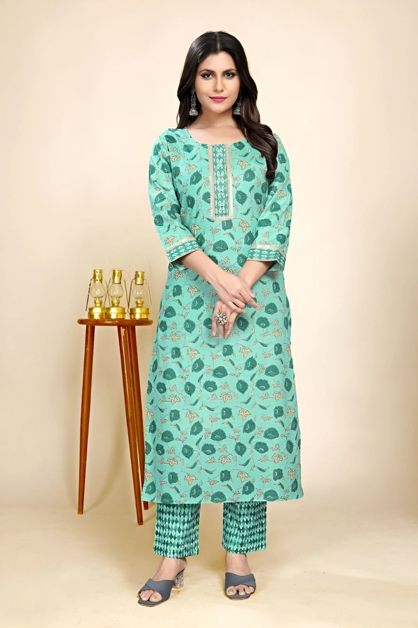 99 Fashion Bazaar Kurta Set in 100% Cotton Digital Printed Fabric  - Pelorous, L