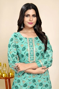 99 Fashion Bazaar Kurta Set in 100% Cotton Digital Printed Fabric  - Pelorous, L
