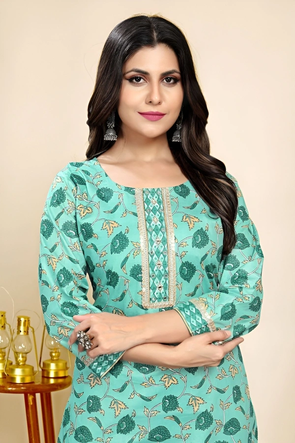 99 Fashion Bazaar Kurta Set in 100% Cotton Digital Printed Fabric  - Pelorous, L