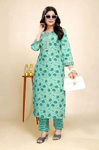 99 Fashion Bazaar Kurta Set in 100% Cotton Digital Printed Fabric  - Pelorous, S
