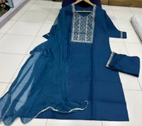 99 Fashion Bazaar  Kurta Set with Dupatta in Pure Soft Cotton Fabric - Ultramarine, L