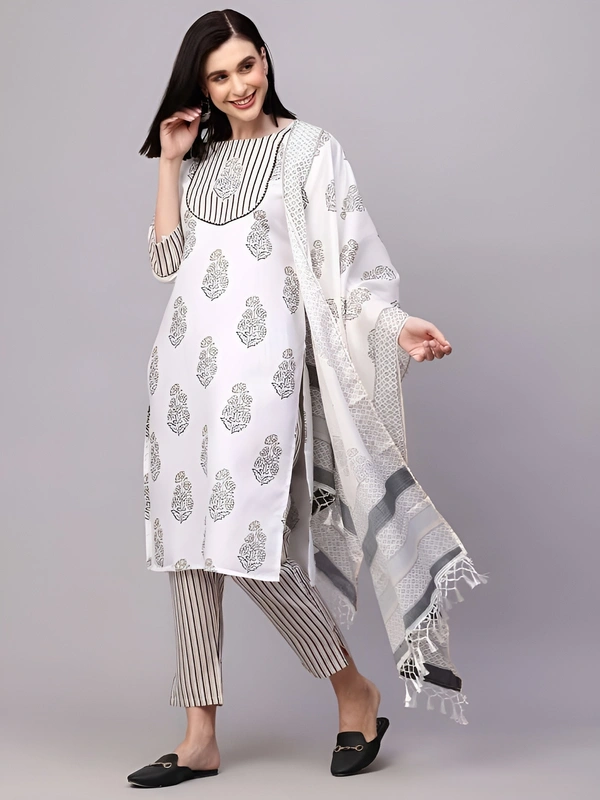 99 Fashion Bazaar  Kurta Set with Dupatta in Pure Soft Cotton Fabric  - Mercury, L