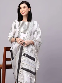 99 Fashion Bazaar  Kurta Set with Dupatta in Pure Soft Cotton Fabric  - Mercury, L