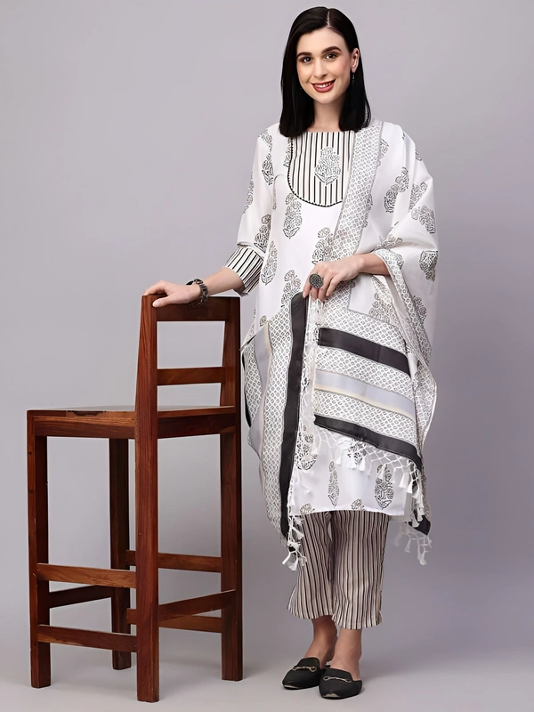 99 Fashion Bazaar  Kurta Set with Dupatta in Pure Soft Cotton Fabric  - Mercury, L