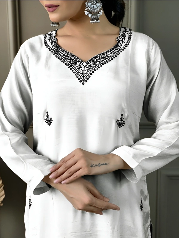 99 Fashion Bazaar  Kurti Set with Dupatta in Cotton Blend Fabric - White, XXL